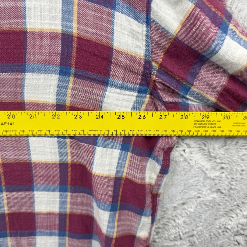 American Eagle‎ Mens XXL Plaid Hooded Flannel Shirt Burgundy Streetwear Skater - Picture 12 of 13